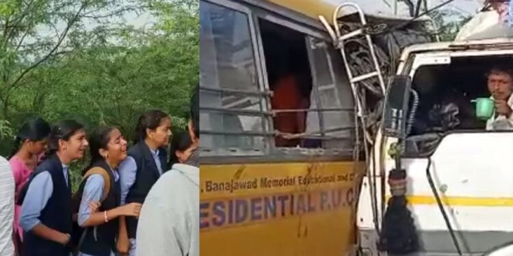 ಬೆಳಗಾವಿ; ಶಾಲಾ ಬಸ್ – ಕ್ಯಾಂಟರ್ ನಡುವೆ ಡಿಕ್ಕಿ, ಇಬ್ಬರ ಸಾವು