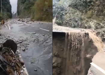 ವ್ಯಾಪಕ ಮಳೆ; ಚೀನಾ ಸಂಪರ್ಕಿಸುವ ಹೆದ್ದಾರಿ ಕುಸಿತ