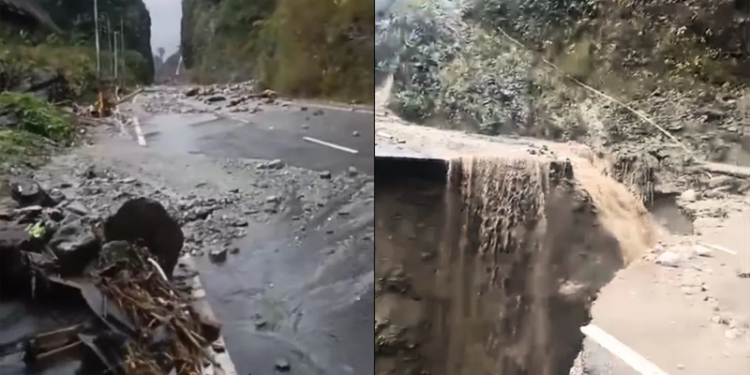 ವ್ಯಾಪಕ ಮಳೆ; ಚೀನಾ ಸಂಪರ್ಕಿಸುವ ಹೆದ್ದಾರಿ ಕುಸಿತ