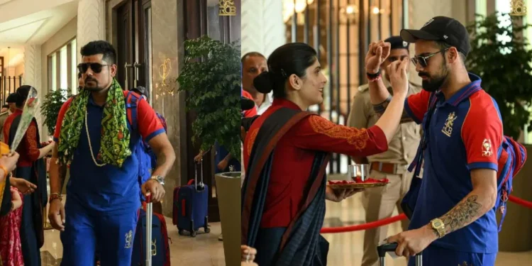 ಅಹಮದಾಬಾದ್(Ahmedabad) ನಲ್ಲಿ ಆರ್ ಸಿಬಿ(RCB) ಆಟಗಾರರಿಗೆ ಭರ್ಜರಿ ಸ್ವಾಗತ