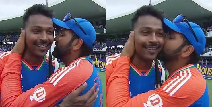 ಮುನಿಸು ಮರೆತು ಪಾಂಡ್ಯಗೆ ಮುತ್ತಿಟ್ಟ ರೋಹಿತ್ ! ಅಭಿಮಾನಿಗಳ ಮನಗೆದ್ದ ಹಿಟ್‌ಮ್ಯಾನ್ !