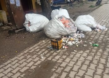 ಕಸದ ತ್ಯಾಜ್ಯ ಮತ್ತು ಎಣ್ಣೆ ಕಾಲಿ ಬಾಟಲ್ ಗಳು ರೋಡಿನಲ್ಲಿ ಬಿದ್ದಿರುವುದನ್ನು ಕೇಳದ ಪುರಸಭೆ…