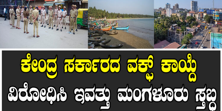 ಕೇಂದ್ರ ಸರ್ಕಾರದ ವಕ್ಫ್​ ಕಾಯ್ದೆ ವಿರೋಧಿಸಿ ಇವತ್ತು ಮಂಗಳೂರು ಸ್ತಬ್ಧ