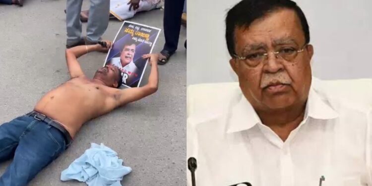 ತುಮಕೂರಲ್ಲಿ ಹೆಚ್ಚಾದ ಕಾಂಗ್ರೆಸ್ ಕಾರ್ಯಕರ್ತರ ಕಿಚ್ಚು – ಹೈಕಮಾಂಡ್ ವಿರುದ್ಧ ಅರೆಬೆತ್ತಲೆ ಪ್ರೊಟೆಸ್ಟ್