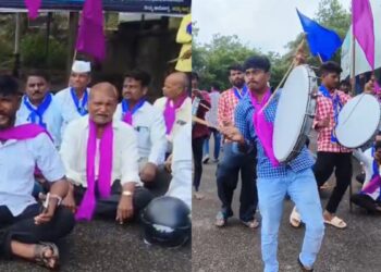 ಒಳ ಮೀಸಲಾತಿ ಜಾರಿಗೆ ಆಗ್ರಹ – ಕರ್ನಾಟಕ ಮಾದಿಗ ಸಂಘಟನೆಗಳ ಒಕ್ಕೂಟದಿಂದ ತಮಟೆ ಚಳುವಳಿ