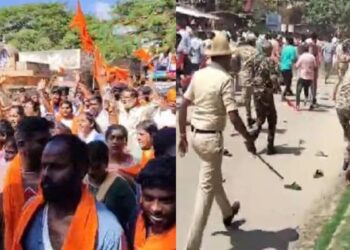 ಗಣೇಶ ಮೆರವಣಿಗೆ ವೇಳೆ ಕಲ್ಲು ತೂರಾಟ – ಉದ್ವಿಘ್ನಗೊಂಡ ಮದ್ದೂರು ಧಗಧಗ 