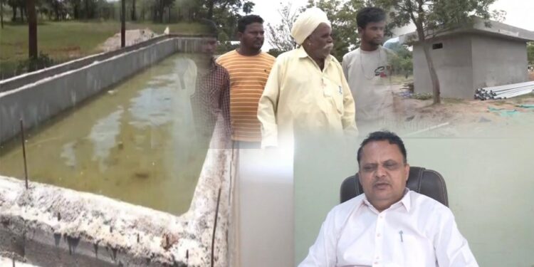 ಕಳಪೆ ಕಾಮಗಾರಿಯಿಂದ ನಿರ್ಮಾಣವಾಗ್ತಿರೊ ಈಜುಕೊಳ