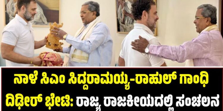 ನಾಳೆ ಸಿಎಂ ಸಿದ್ದರಾಮಯ್ಯ–ರಾಹುಲ್ ಗಾಂಧಿ ದಿಢೀರ್ ಭೇಟಿ: ರಾಜ್ಯ ರಾಜಕೀಯದಲ್ಲಿ ಸಂಚಲನ