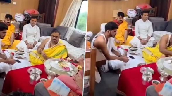 ರೈಲಿನಲ್ಲಿ ಪೂಜೆ ನಡೆಸಲು ಅವಕಾಶ ಇದೆಯೇ? ವೈರಲ್ ವಿಡಿಯೊಗೆ ರೈಲ್ವೆ ಇಲಾಖೆ ಸ್ಪಷ್ಟನೆ ಇಲ್ಲಿ