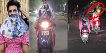 ಮಹಿಳೆಯ ವೇಷ ಧರಿಸಿ `ನೈಟ್ ರೈಡ್’ ಮಾಡಿದ  ಯುವಕನಿಗೆ ಕಾದಿತ್ತು ಶಾಕಿಂಗ್ ಅನುಭವ | WATCH VIDEO