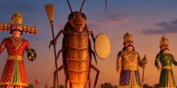 A 30-foot-tall effigy of a cockroach will be burnt alongside Ravana at the Delhi Ramlila